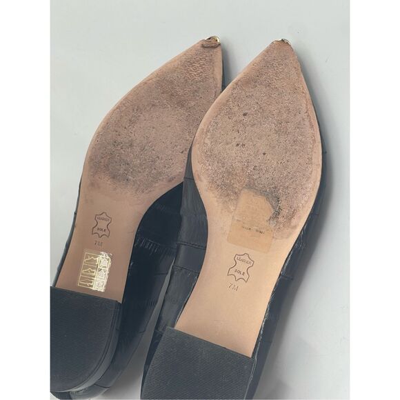 Tory Burch Loafer Lila Calf Hair Women 7 Leopard Black Leather Pointed Toe - Picture 6 of 11